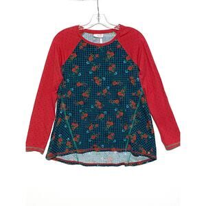 Matilda Jane 435 Jingle Bell Rock Top Shirt Floral Plaid Dots Red Blue Girls 16